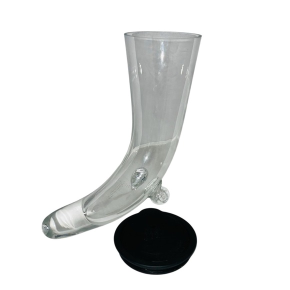 Vintage Handblown Clear Horn Drinking Glass Viking Romania Wedding Toast Heathen - Picture 8 of 12